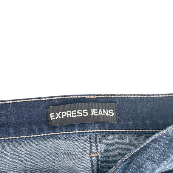 Express Distressed Mid Rise Skinny Jeans Sz 4 - Picture 2 of 6